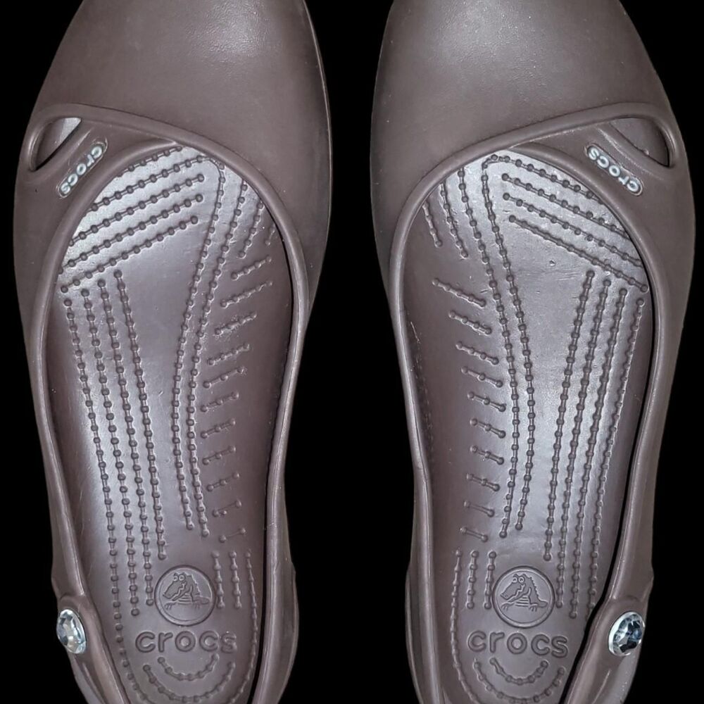 Crocs Olivia Brown Sllingback Flats Womens Size 8